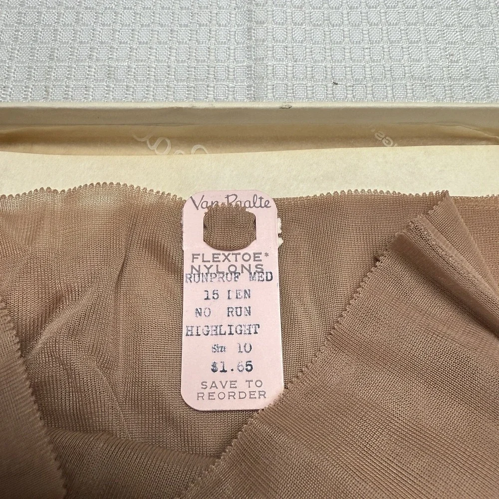 Vtg 50s VAN RAALTE Runpruf 15 Highlight 10 Nylon Hose Stockings Seam‎ New 1 Box